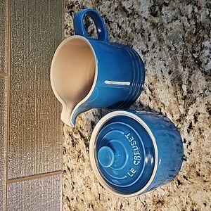 Le Creuset Blue Cream and Sugar with Lid